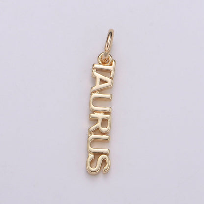 Gold Filled Zodiac Sign Script Words Mini Charm in Gold &amp; Silver | A-A1815-A-A1820 | A-A1839-A-A1844