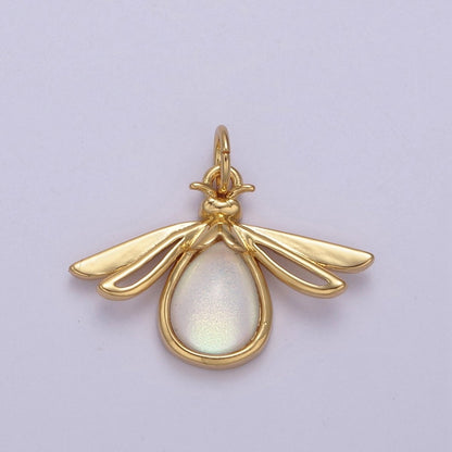 Gold Firefly Dangle Charms You Light Up My Life Pendant for Necklace Bracelet Add on Charm  N-679