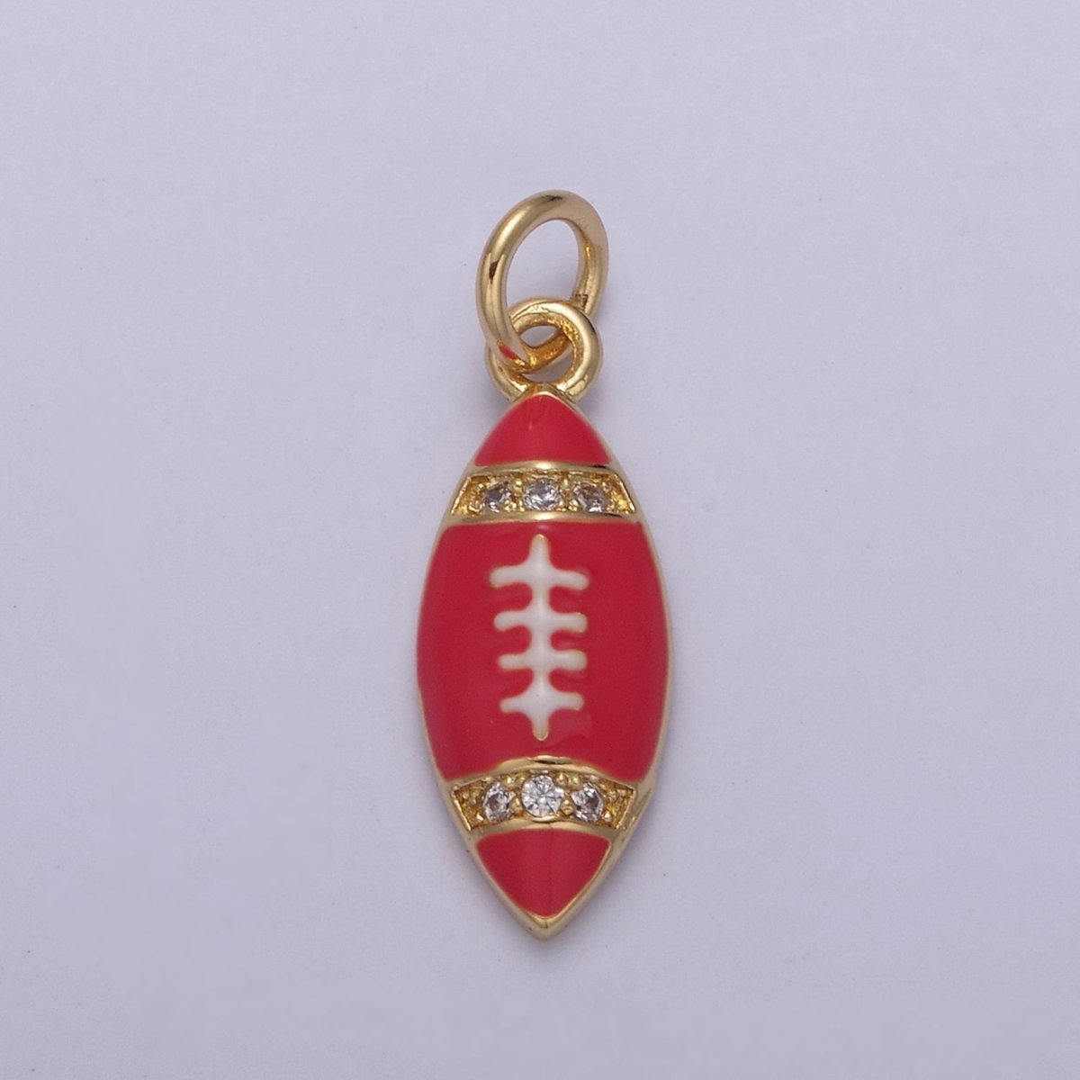 24K Gold Filled Football Sports Micro Paved CZ Enamel Charm | N874 W125