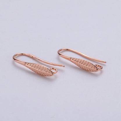 Gold French Hook Earwire with leaf design 14k Gold Filled  craft earring supply for making earrings component, K-669 K-671