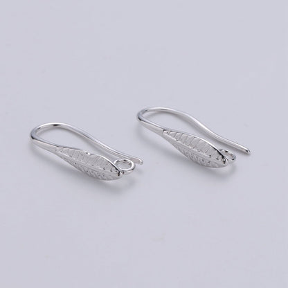 Gold French Hook Earwire with leaf design 14k Gold Filled  craft earring supply for making earrings component, K-669 K-671