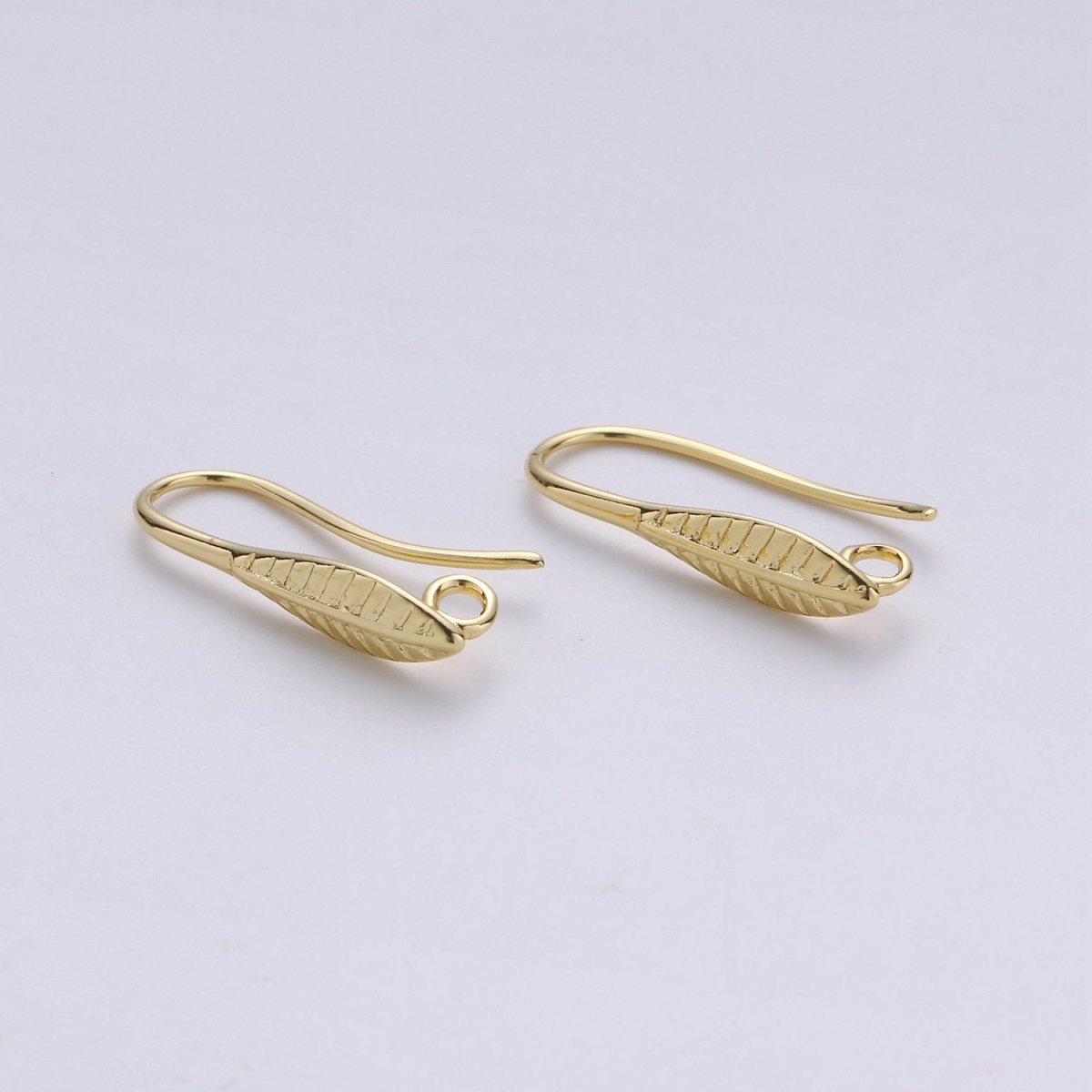 Gold French Hook Earwire with leaf design 14k Gold Filled  craft earring supply for making earrings component, K-669 K-671