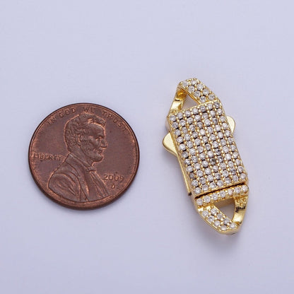 Gold Full Pave CZ Box Buckle Clasp for Bracelet Making K-100 K-105