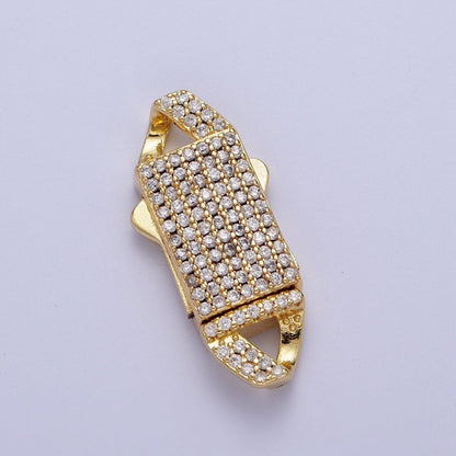 Gold Full Pave CZ Box Buckle Clasp for Bracelet Making K-100 K-105