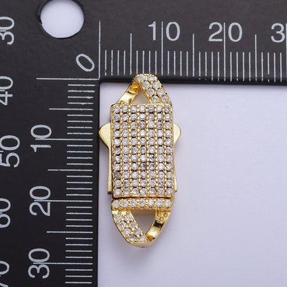 Gold Full Pave CZ Box Buckle Clasp for Bracelet Making K-100 K-105