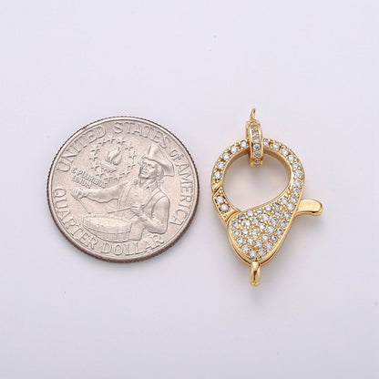 Gold Full Pave Lobster Clasp, Clear Pave Clasp Rainbow Pave Clasp for Necklace Bracelet End Clasp K-916 K-917