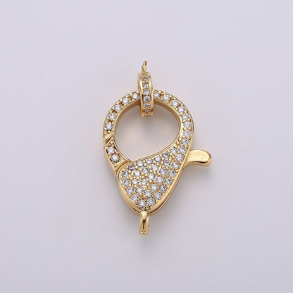 Gold Full Pave Lobster Clasp, Clear Pave Clasp Rainbow Pave Clasp for Necklace Bracelet End Clasp K-916 K-917