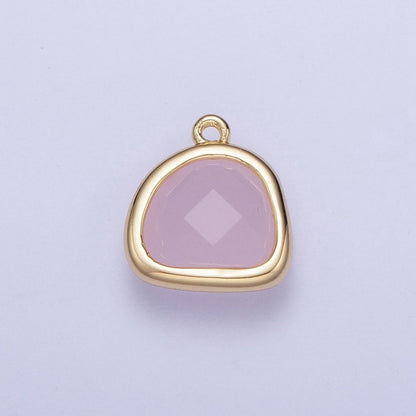Gold Geometric Abstract Round Pink/Teal Cubic Zirconia Charm AG-003 AG-004