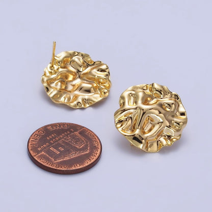 Gold Geometric Round Abstract Foil Stud Loop Earrings Supply | Z-076