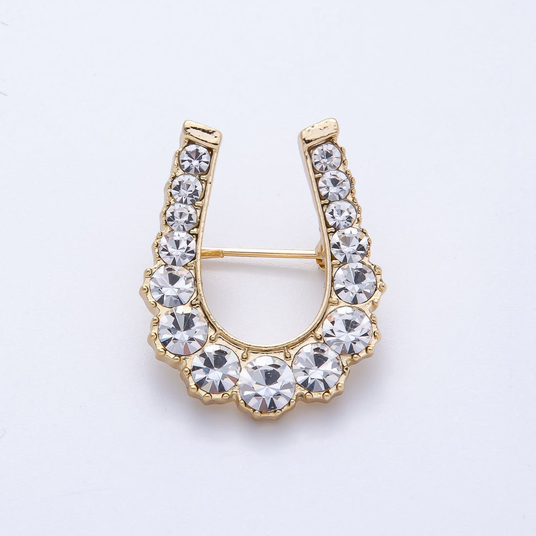 Gold Gradient Rhinestone Horseshoe Pin Brooch | BH-043