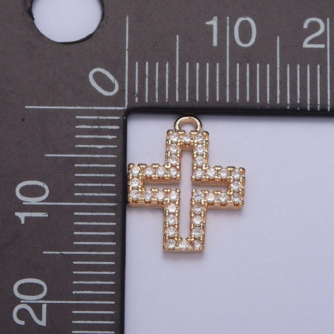Gold Greek Cross Micro Paved Cubic Zirconia Charm For Religious Jewelry | X-253