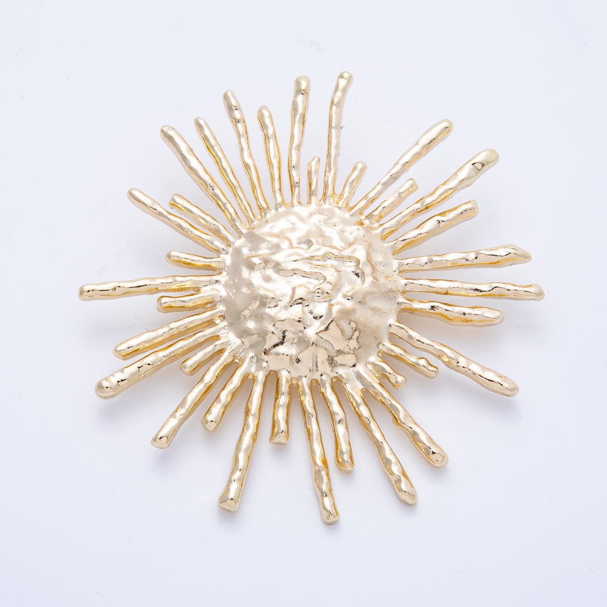 Gold Hammered Celestial Sun Pin Brooch | BH-032