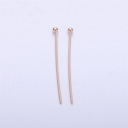 Gold Head Pins Ball Point Headpins, 0.6mm (22 Gauge) by 30mm, 35mm, 40mm | L532 - L535