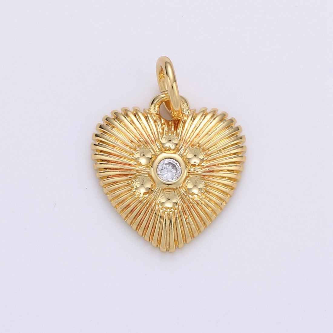 Gold Heart Charm 24k Gold Filled Micro Pave Spike Heart Amor Amore Pendant for Necklace Earring Jewelry Making D-256