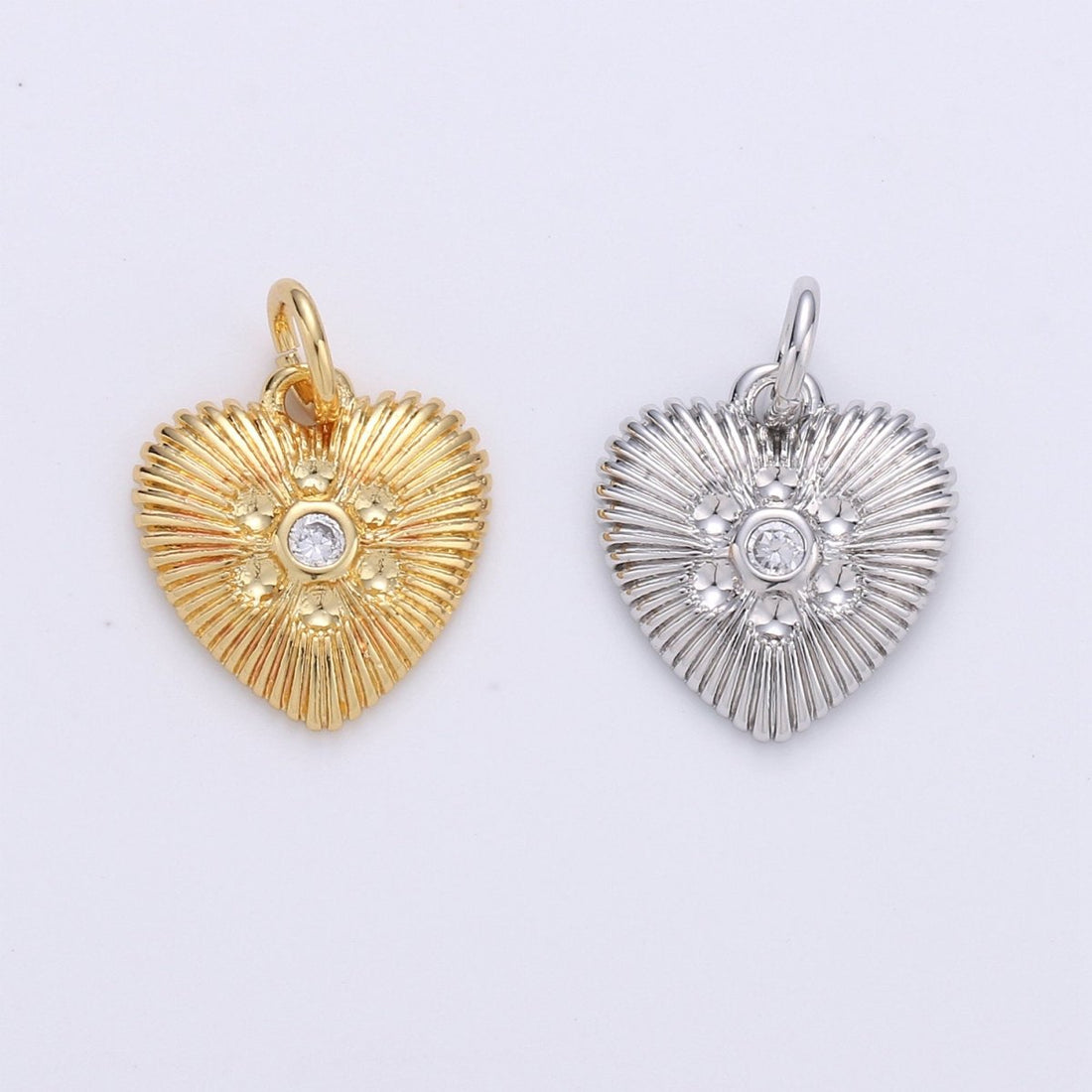 Gold Heart Charm 24k Gold Filled Micro Pave Spike Heart Amor Amore Pendant for Necklace Earring Jewelry Making D-256