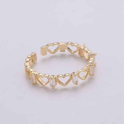 Gold Heart Ring, Love Ring, Open Heart RinG Adjustable Open Ring, Gold Stacking Ring Minimalist Heart Ring, Valentine Gift for her R-199