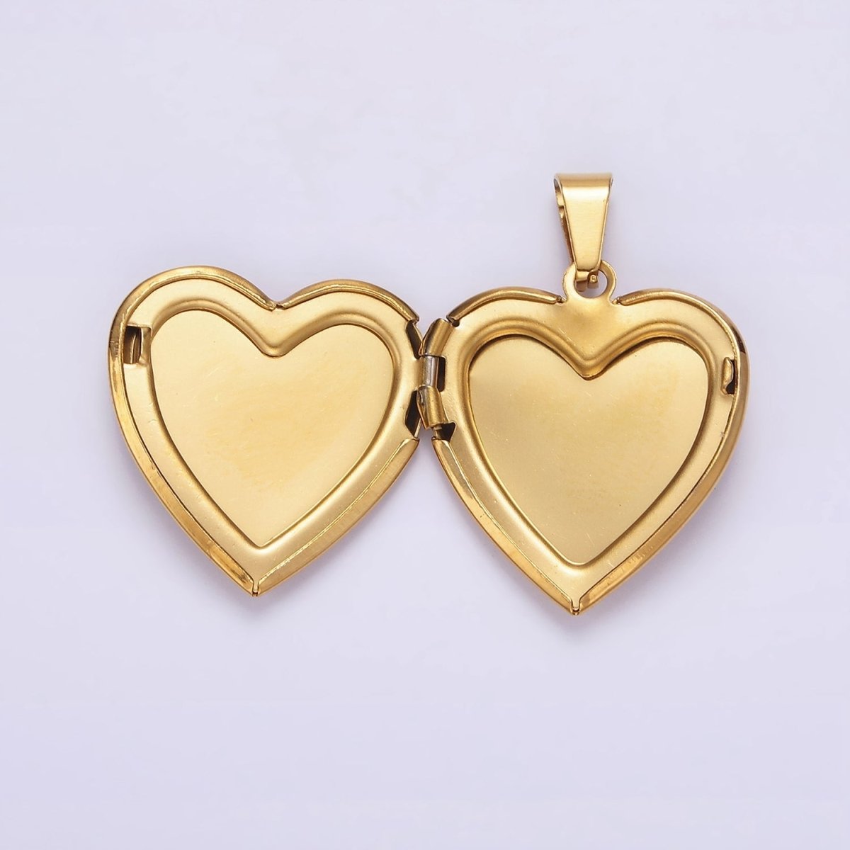 Gold Stainless Steel 25mm White Shell Pearl Heart Locket Pendant | P-831