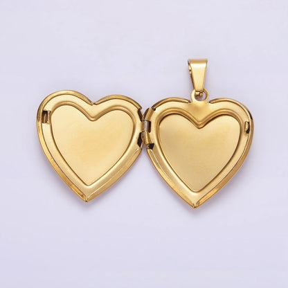 Gold Stainless Steel 25mm White Shell Pearl Heart Locket Pendant | P-831