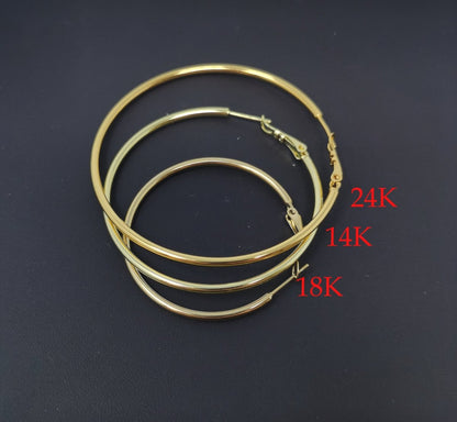 14K / 24K Gold Filled 20mm, 25mm, 30mm, 35mm, 40mm, 45mm, 50mm, 55mm, 60mm, 65mm, 70mm Minimalist Hinge Lock Hoop Earrings