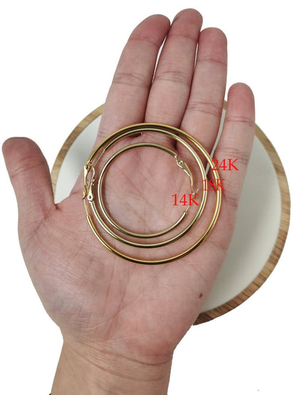 14K / 24K Gold Filled 20mm, 25mm, 30mm, 35mm, 40mm, 45mm, 50mm, 55mm, 60mm, 65mm, 70mm Minimalist Hinge Lock Hoop Earrings