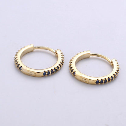 Gold hoop earrings - huggie hoops earrings - Dainty hoops Earring - Tiny hoops - Thin hoops - Minimalist Jewelry Micro Pave Earring Q-208 - Q-210