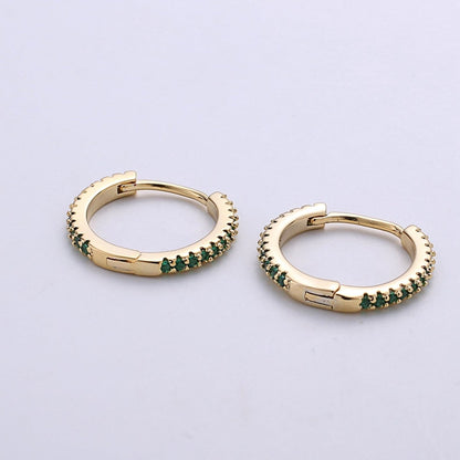 Gold hoop earrings - huggie hoops earrings - Dainty hoops Earring - Tiny hoops - Thin hoops - Minimalist Jewelry Micro Pave Earring Q-208 - Q-210