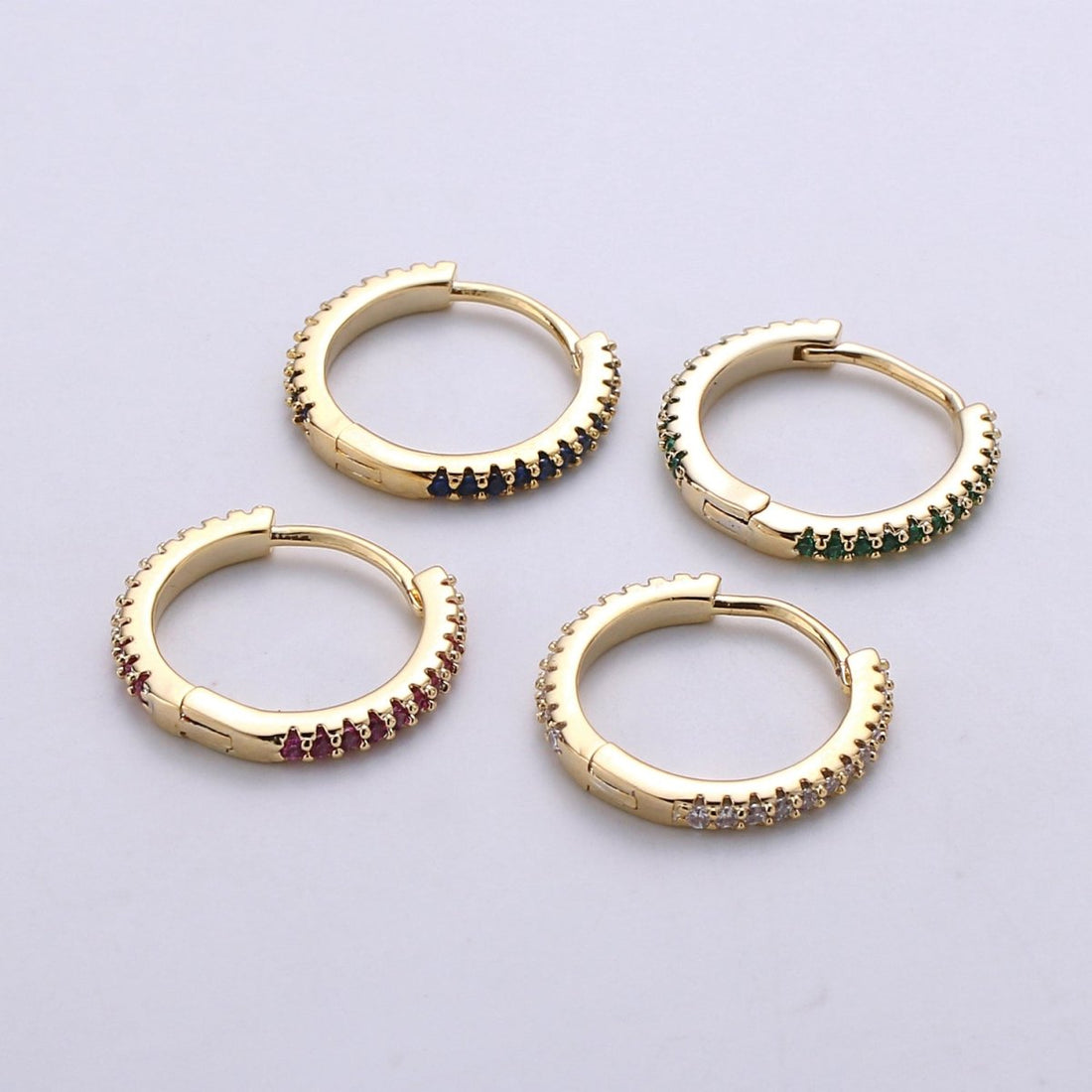 Gold hoop earrings - huggie hoops earrings - Dainty hoops Earring - Tiny hoops - Thin hoops - Minimalist Jewelry Micro Pave Earring Q-208 - Q-210