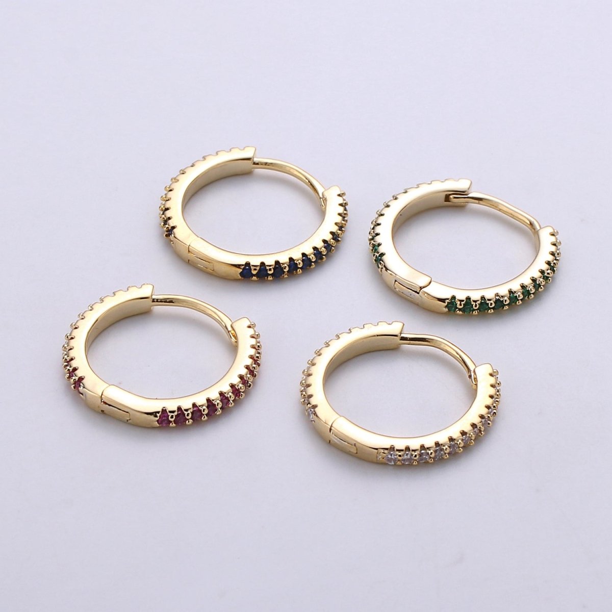 Gold hoop earrings - huggie hoops earrings - Dainty hoops Earring - Tiny hoops - Thin hoops - Minimalist Jewelry Micro Pave Earring Q-208 - Q-210