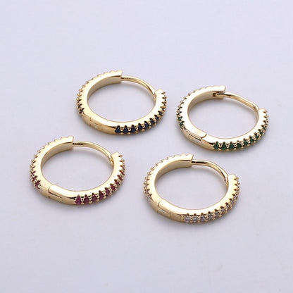Gold hoop earrings - huggie hoops earrings - Dainty hoops Earring - Tiny hoops - Thin hoops - Minimalist Jewelry Micro Pave Earring Q-208 - Q-210