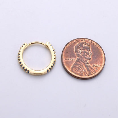 Gold hoop earrings - huggie hoops earrings - Dainty hoops Earring - Tiny hoops - Thin hoops - Minimalist Jewelry Micro Pave Earring Q-208 - Q-210