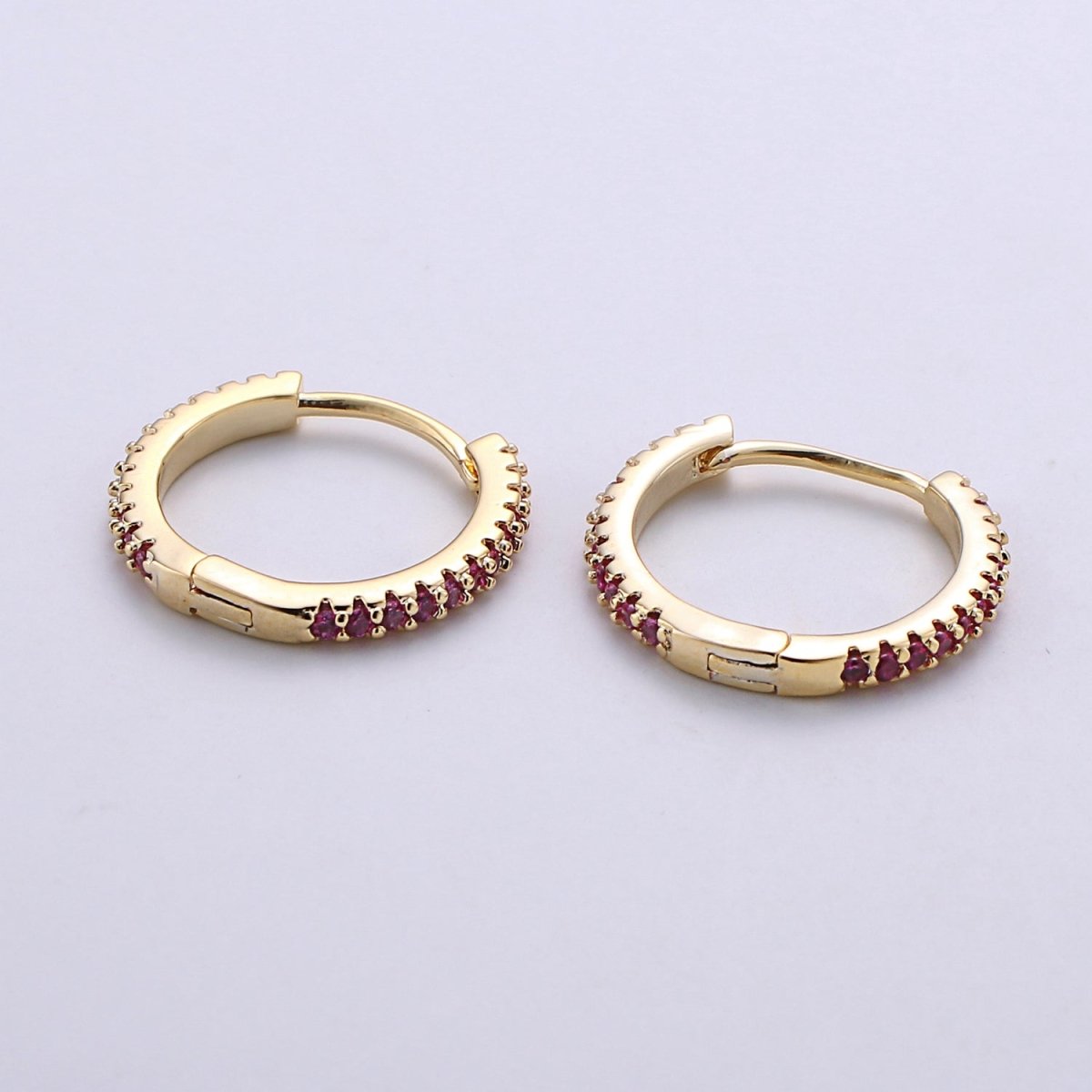 Gold hoop earrings - huggie hoops earrings - Dainty hoops Earring - Tiny hoops - Thin hoops - Minimalist Jewelry Micro Pave Earring Q-208 - Q-210