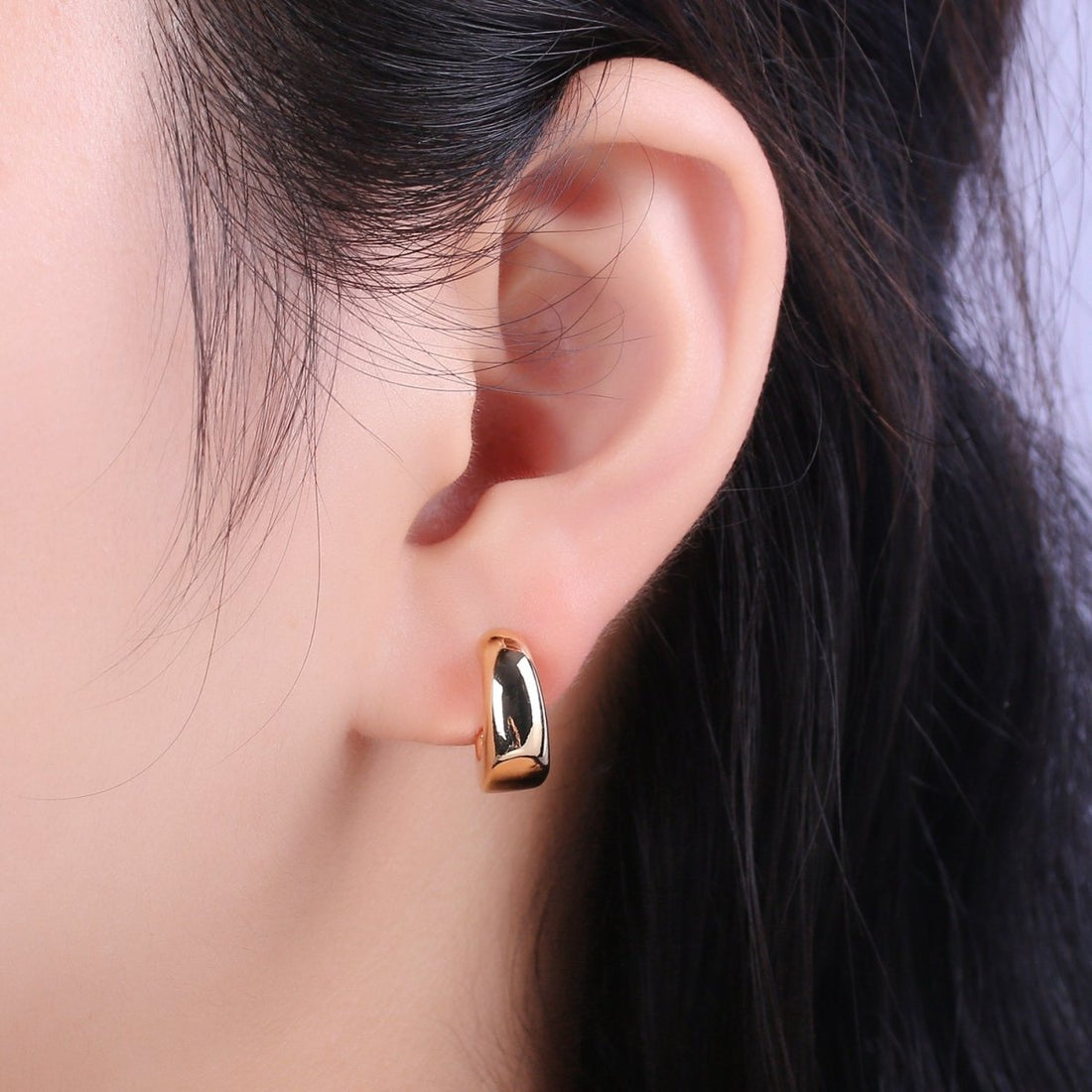 Gold Hoops Light Weight • Modern Bold Hoop Earrings • Gift For Her T-235