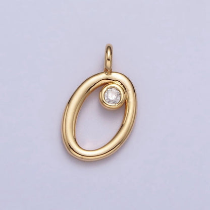 Gold Initial Alphabet Lower Case Cursive Letter Clear CZ Personalized Charm | A-507-A-519