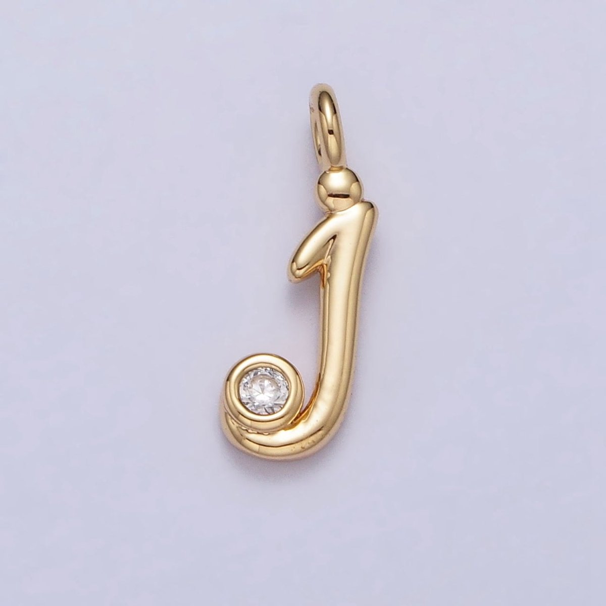 Gold Initial Alphabet Lower Case Cursive Letter Clear CZ Personalized Charm | A-507-A-519