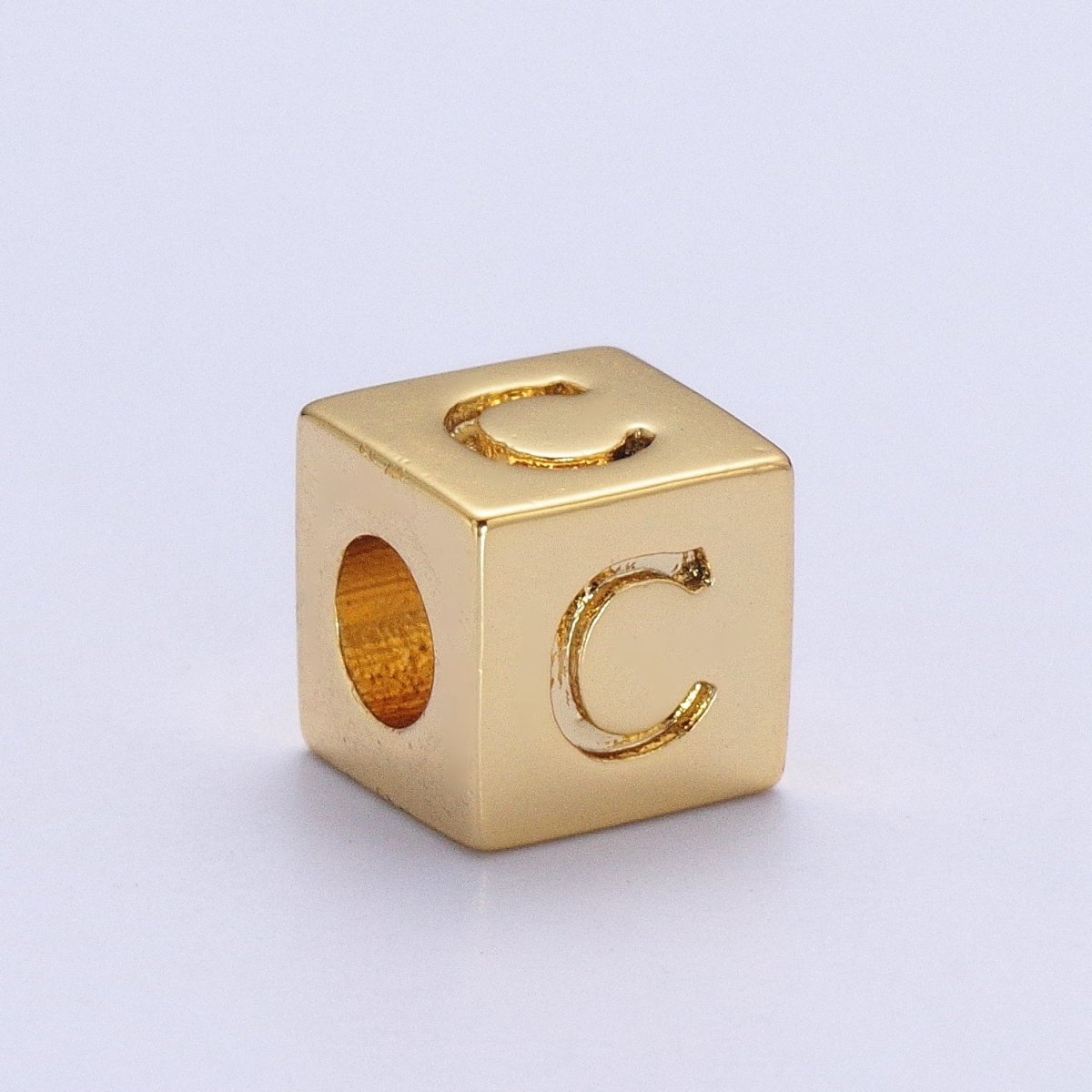 Gold Initial Letter Alphabet 6.2mm Block Beads Charm Connector For Jewelry Making Component Supply A-A1145-A-A1157