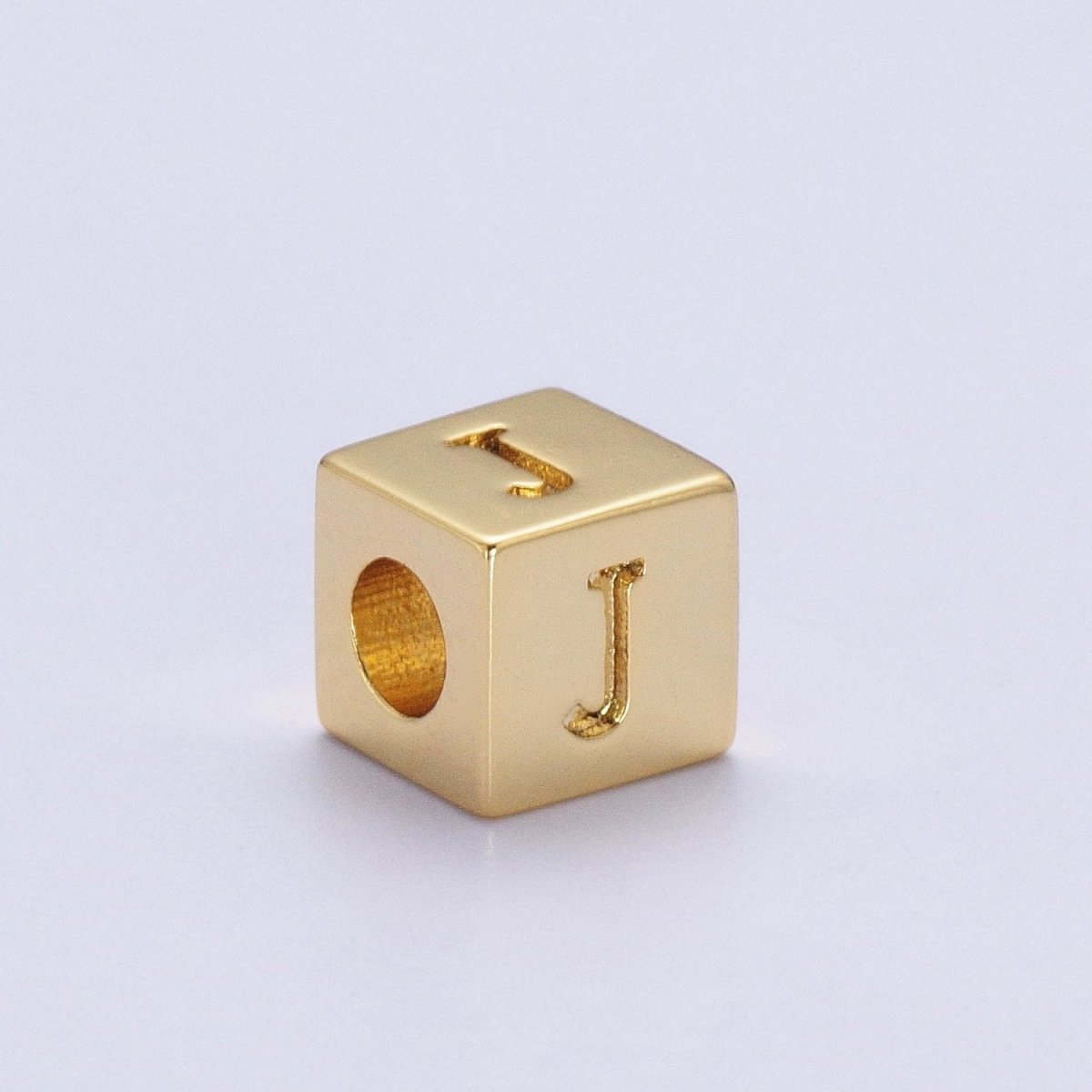 Gold Initial Letter Alphabet 6.2mm Block Beads Charm Connector For Jewelry Making Component Supply A-A1145-A-A1157