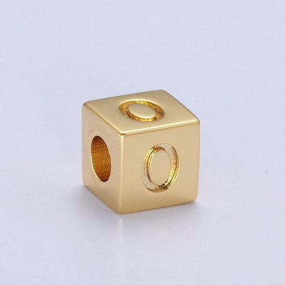 Gold Initial Letter Alphabet 6.2mm Block Beads Charm Connector For Jewelry Making Component Supply A-A1145-A-A1157