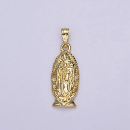 Gold Lady Guadalupe Charm Virgin Mary Pendant for Religious Jewelry Making N-542