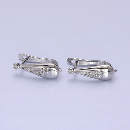Gold Leverback Earring Clasps, Hoop Earring Gold Micro Pave Cz Findings with Open Link Z-186 Z-187