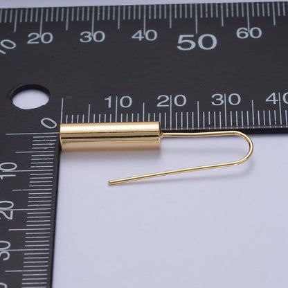 Gold Long Tube French Hook Minimalist Earrings | AD-147