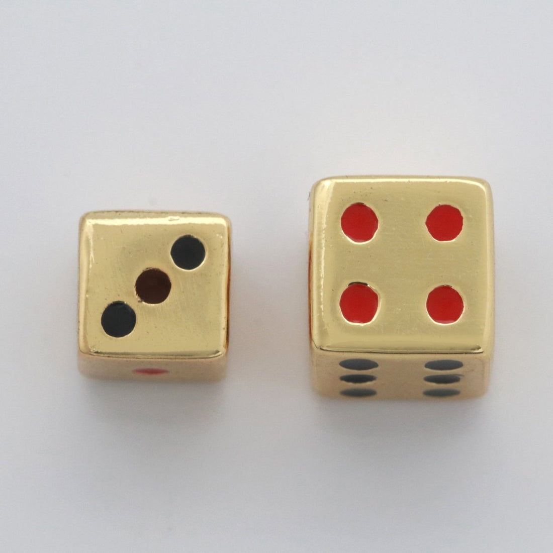 Gold Lucky Dice Beads Spacer Beads, for DIY Jewelry Making Spacer Charms Beaded Bracelet, Bead Size 8, 10mm Hole 2mm B-632 B-633