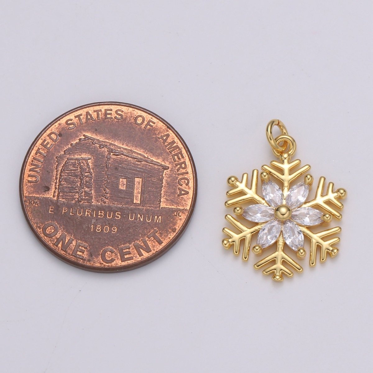 Gold Micro Pave CZ SnowFlake Pendant Charm, Silver Snowflake Pendant Charm For Holiday Gift Christmas Jewelry, Flower Charm E-209 E-210