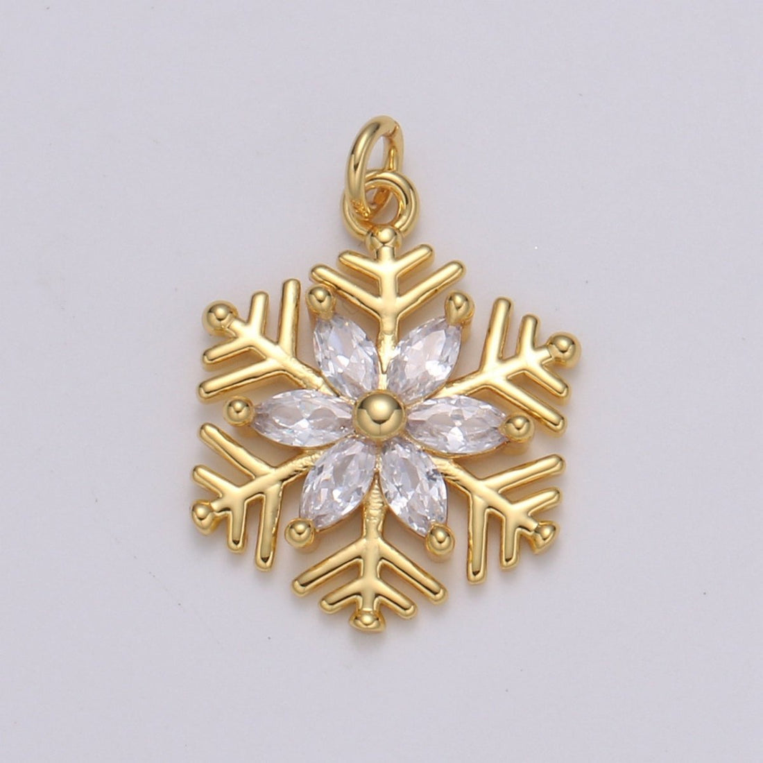 Gold Micro Pave CZ SnowFlake Pendant Charm, Silver Snowflake Pendant Charm For Holiday Gift Christmas Jewelry, Flower Charm E-209 E-210