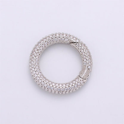Gold Micro Pave Spring Buckle Metal Snap Clasp Spring gate ring, Trigger Round Ring,Snap Hook for Jewelry Key Chain Handbag Fashion Supply K-369 K-371