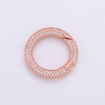 Gold Micro Pave Spring Buckle Metal Snap Clasp Spring gate ring, Trigger Round Ring,Snap Hook for Jewelry Key Chain Handbag Fashion Supply K-369 K-371