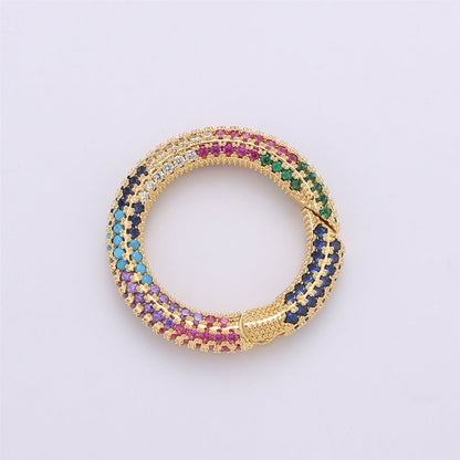 Gold Micro Pave Spring Buckle Metal Snap Clasp Spring gate ring, Trigger Round Ring,Snap Hook for Jewelry Key Chain Handbag Fashion Supply K-369 K-371