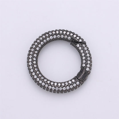 Gold Micro Pave Spring Buckle Metal Snap Clasp Spring gate ring, Trigger Round Ring,Snap Hook for Jewelry Key Chain Handbag Fashion Supply K-369 K-371