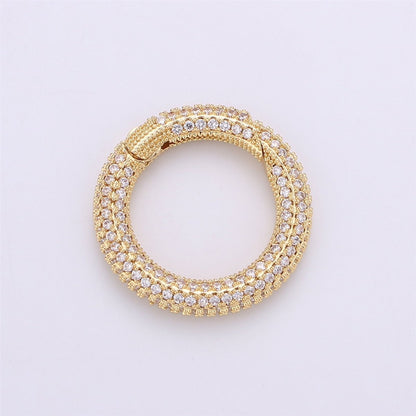 Gold Micro Pave Spring Buckle Metal Snap Clasp Spring gate ring, Trigger Round Ring,Snap Hook for Jewelry Key Chain Handbag Fashion Supply K-369 K-371