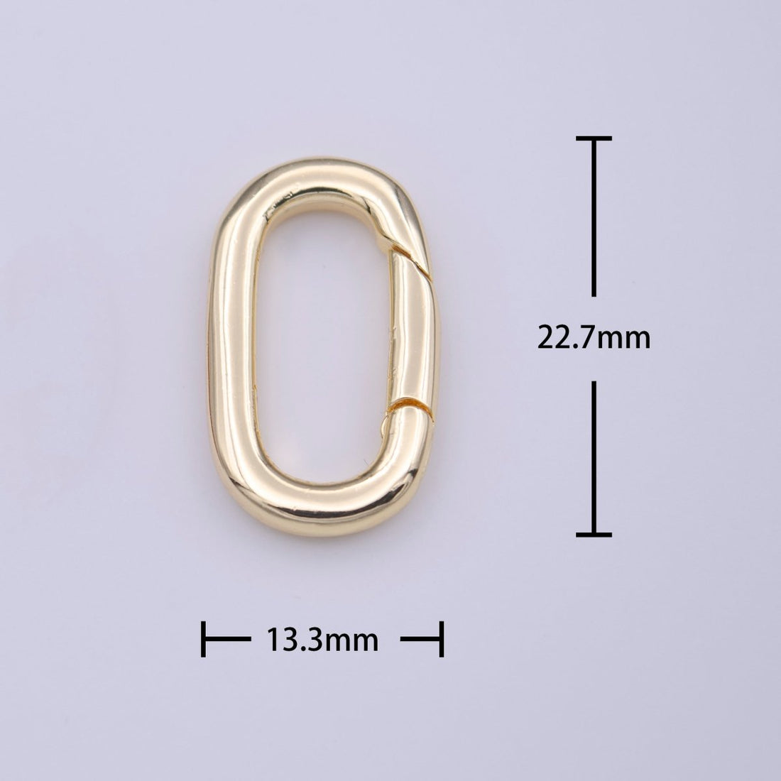 Gold Minimalist 22.7mm Long Oval Push Spring Gate Gold Jewelry Supply | K-210