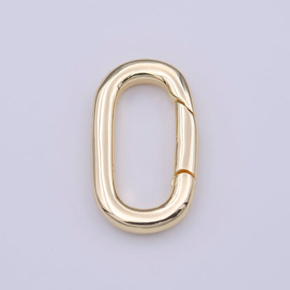 Gold Minimalist 22.7mm Long Oval Push Spring Gate Gold Jewelry Supply | K-210